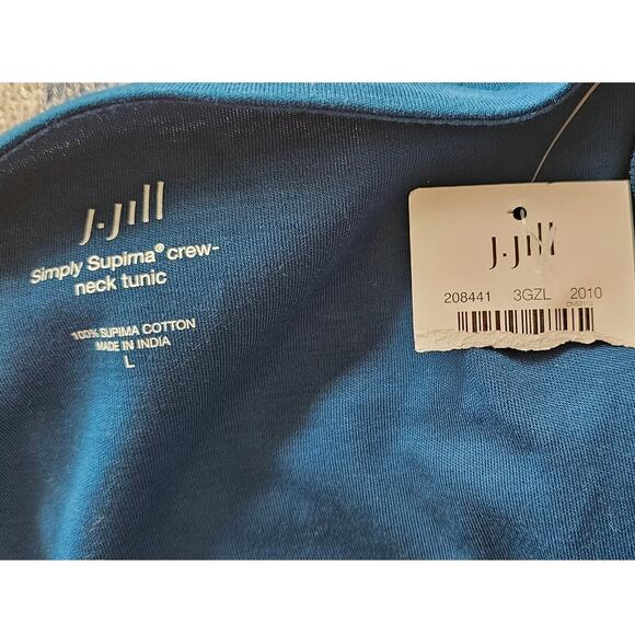 NWT J.Jill Women's Simply Supima Cotton Crew Neck Pullover Tunic Top Size L Blue - Picture 3 of 3
